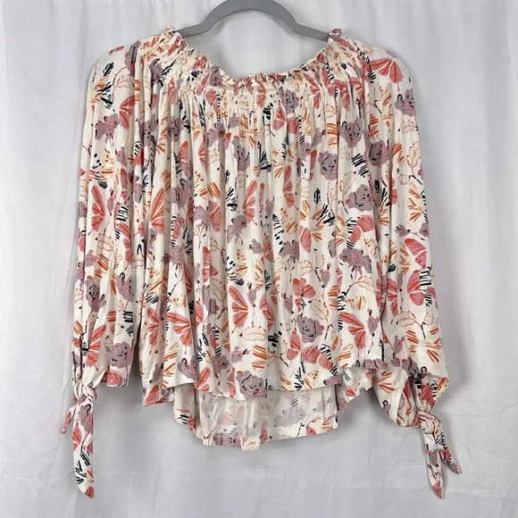 Free People New Women’s M Lexington Ivory Floral Off The Shoulder Top - Picture 3 of 7